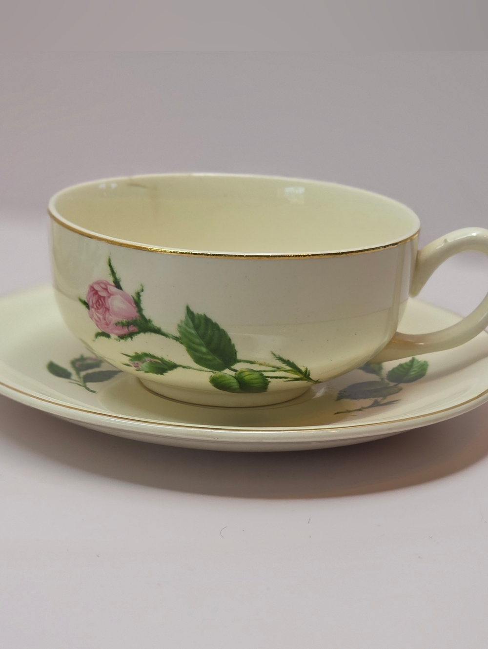 Vintage Floral Pink Rose Teacup and Saucer - Elegant Home Dining